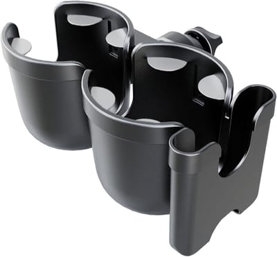 Kinderwagen Bekerhouder - Flessenhouder Kinderwagen - Onderweg Boodschappen - Geïntegreerde Telefoonhouder - 22 x 10.7 x 11.1 cm - Zwart