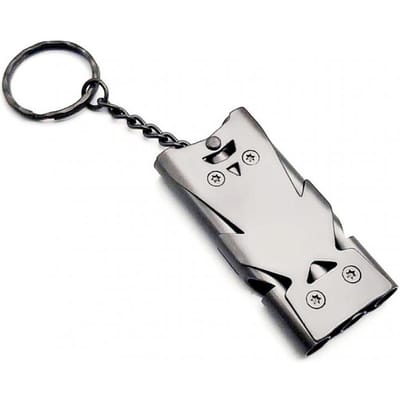 Porte-clés Pendentif Sifflet Double Tube One Piece Haut Décibel Utilisation Extérieure Sifflet de Survie d'Urgence Outil de Camping Sifflet Multifonction