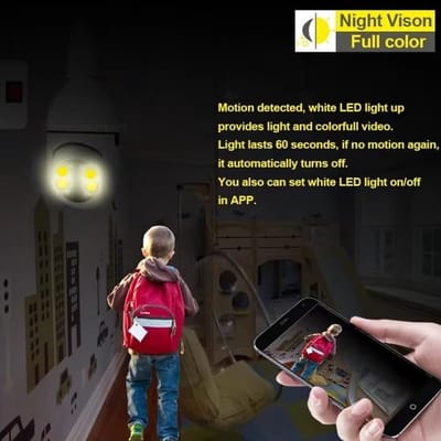 Beveiligingscamera Bulb - WIFI Camera - Huis Bewaken - 360 Graden Zicht - 17 x 7 x 7 cm - Wit