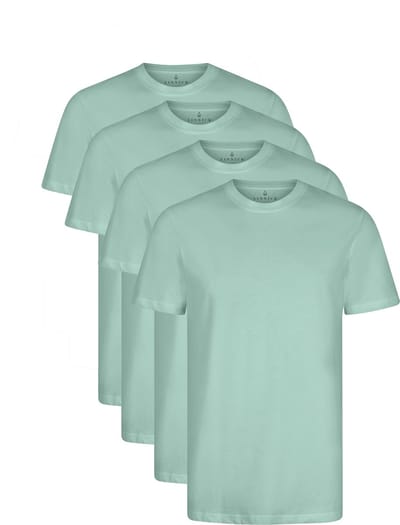 LINNICK Long Fit T-Shirt 4 Pack - Ronde Hals - Korte Mouw - T Shirt Heren - 100% Katoen - Longfit T Shirt Heren - Mineral - Maat S - Set van 4