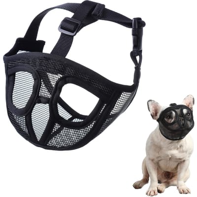 Muselière pour chien à museau court, muselière pour bouledogue, maille respirante réglable pour l'entraînement, mordre et aboyer Small noir