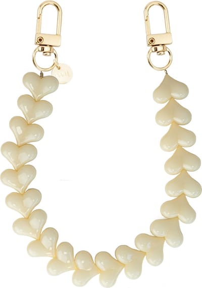 xoxo Wildhearts telefoonkoord - Funky Hearts Charm Cord (creme) - Geschikt voor iPhone - Geschikt voor Samsung - Universeel Phone Cord - Telefoonketting - Bedeltje voor telefoon - Telefoonhanger - kralenketting - Ketting met hartjes - Creme