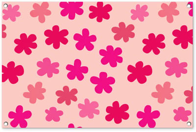 Tuinposter 90x60 cm - Tuindecoratie Bloemen - Patroon - Roze - Poster voor in de tuin - Buiten decoratie - Schutting tuinschilderij - Tuindoek muurdecoratie - Wanddecoratie balkondoek