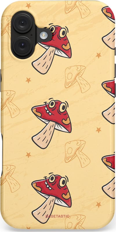 Casetastic hoesje geschikt voor Apple iPhone 16 Plus - MagSafe - Dubbellaagse bescherming - Vrolijke Paddestoel - Fashion Case - Beige Bordeaux