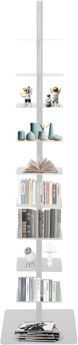 Boekentoren - Wit - Boekenrek voor thuis, kantoor of woonkamer - 9 lagen - 170cm