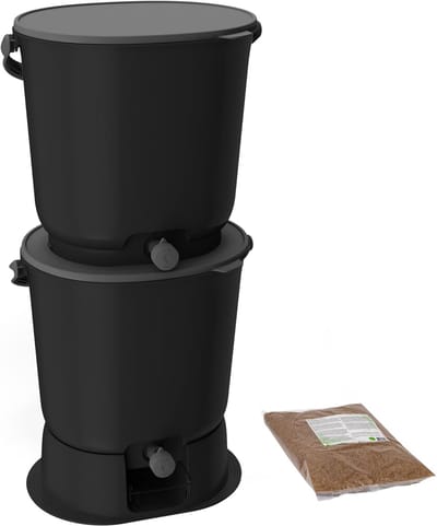 Bokashi Emmer Set - Compostbak Keuken - Afval Verwerken - Geurloos Fermenteren - 2 stuks - Zwart
