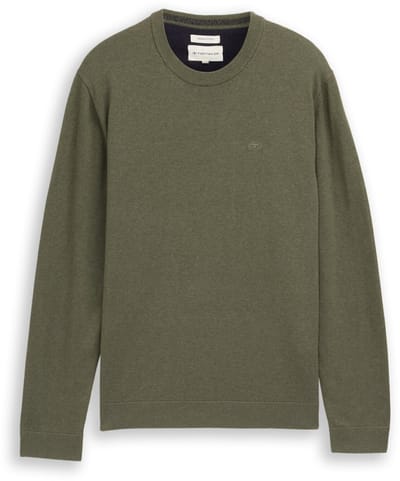 Tom Tailor - Basic gebreide trui van katoen - Maat XL - tea leaf melange