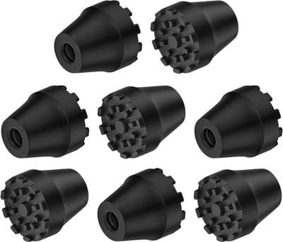 Set van 4 Rubber Doppen voor Wandelstokken - Antislip Schokdempend Zwart - Universele Pasvorm voor Stokken tot 11mm
