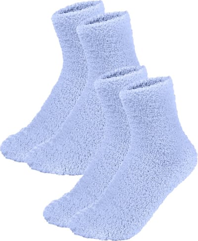 Malinsi® Fluffy Sokken Dames - 2-Pack Blauw - One Size maat 36-41 - Huissokken - Badstof - Dikke Wintersokken - Cadeau voor haar - Housewarming - Verjaardag - Slofsokken Vrouw