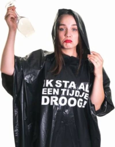 Regenponcho Festival – “Ik sta al een tijdje droog” – Unisex – One Size – Met Capuchon – Lichtgewicht – Herbruikbaar