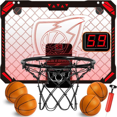 Indoor Basketball Set voor Deur met 4 Ballen, LED Verlichting en Automatische Scorer