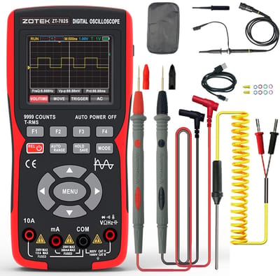 Draagbare 2 Kanaals Oscillscoop en Digitale Multimeter 10MHz met 9999 Tellen en IPS Display