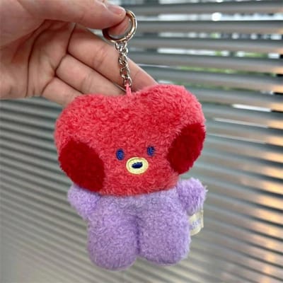 LINE FRIENDS BT21 Anime Kpop en Cartoon-thema 8cm Mini Dier COOKY RJ TATA Pluche Schattige Sleutelhanger en Rugzak Bedeltje gray
