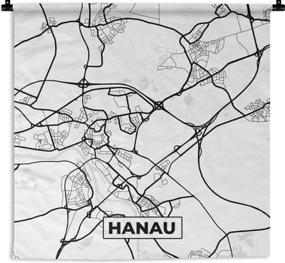 Wandkleed - Wanddoek - Plattegrond - Hanau - Stadskaart - Kaart - 180x180 cm - Wandtapijt