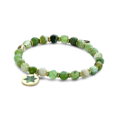 CO88 Collection Majestic 8CB 90504 Natuustenen Armband - Agaat - One-size / 6 mm - Groen