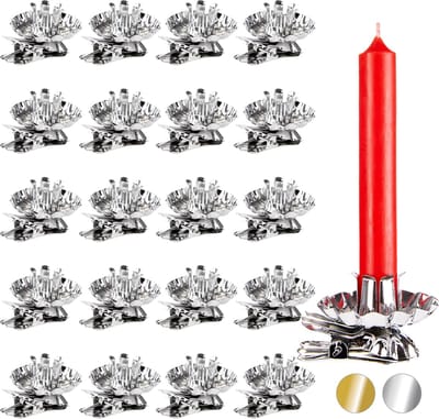 BRUBAKER Set van 20 Boomkaarshouders voor Kerstboom - Vintage Kaarshouders Zilver - Traditionele Kaarshouders met Clip