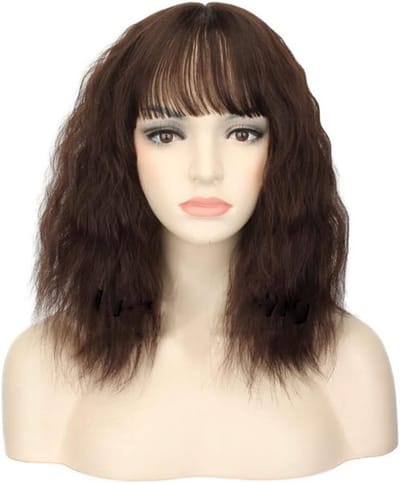 30 cm Krullend Haarstukje met Pony voor Volume en Haarlijn | Natuurlijk Lijkende Topper