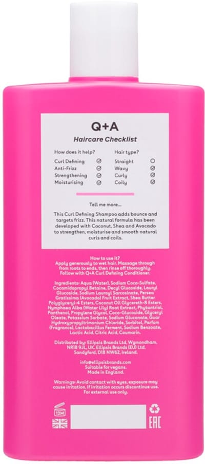 Q+A Curl Defining Shampoo - 3 x 250 ml - Voordeelverpakking