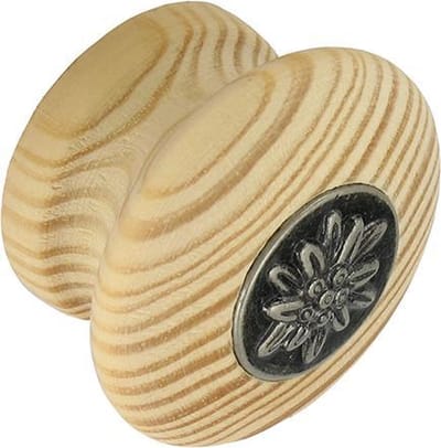AVENUE meubelknop Madeleine rond hout met tin met bloem Ø 44mm | HOUT