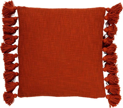 Dutch Decor RUBY - Kussenhoes 45x45 cm - 100% katoen - met flosjes - Potters Clay - oranje - met rits - zonder binnenkussen