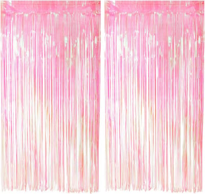Boland Folie deurgordijn/feestgordijn - 2x - lichtroze - 100 x 200 cm - Versiering/feestartikelen - Geboorte meisje/glitter and Glamour
