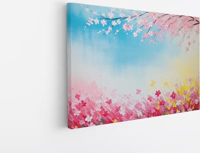 Saammp Canvas Schilderij - Roze Bloemen - Abstract - Simpel - 30x20 - Foto op canvas - Wanddecoratie - Muurdecoratie Woonkamer - Kantoor Decoratie