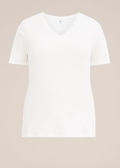 WE Fashion Dames T-shirt met V-hals - Curve