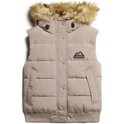 Superdry Everest Bodywarmer van Imitatiebont Beige Grootte: 40