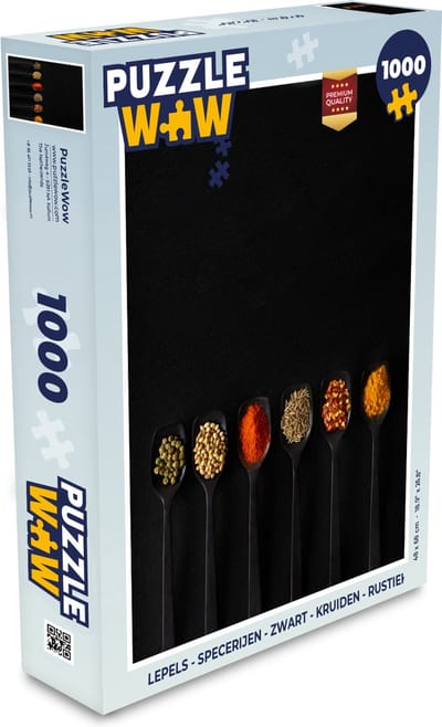 Puzzel Lepels - Specerijen - Zwart - Kruiden - Rustiek - Legpuzzel - Puzzel 1000 stukjes volwassenen