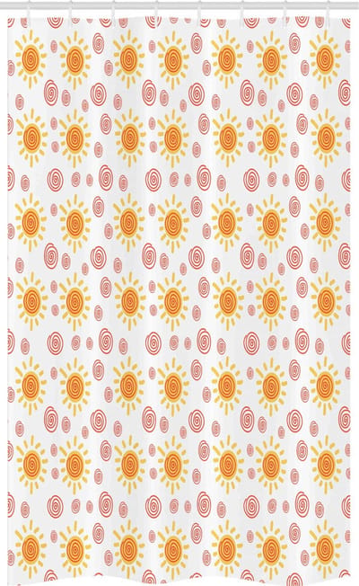 ABAKUHAUS Zon douchegordijn – Cartoon Zon – 120x180 cm – Koraal/Geel