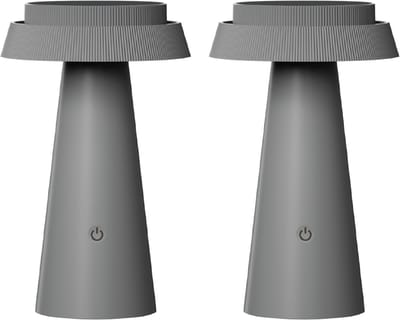 Luxus Europe - Tafellamp Solar Mambo - Set van 2 Grijs - Draadloze LED Solar Tafellamp Buiten - Zonne-energie & USB-C Oplaadbaar - 3 Lichtkleuren - Dimbaar - IP54 Waterbestendig