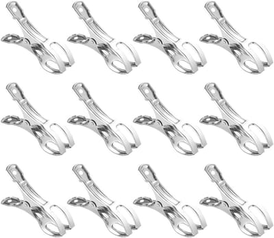 Sterke Wasknijpers - 12 Stuks Grote Wasknijpers van RVS, Winddicht en Geschikt voor Zware Kleding en Wasgoed (11 * 6cm)