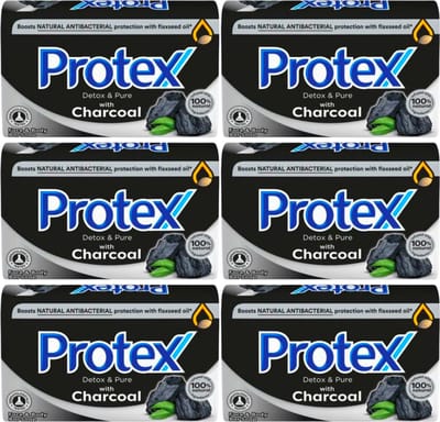 Protex Handzeep Detox & Pure Charcoal - Antibacteriële Handzeep - 6 x 90g - Voor Gezicht en Lichaam - Soap - Zeep Blok - Handzeep Voordeelverpakking
