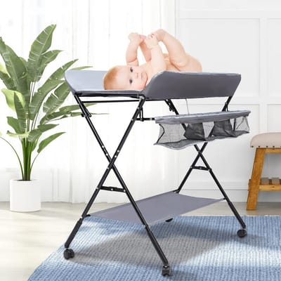 Mobiele Luiertafel met Veiligheidsgordel en Opbergruimte