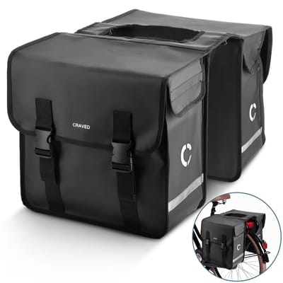 Craved Dubbele Fietstassen Breeze - Waterdicht - 40 liter - Zwart - Met reflectie - Elektrische Fiets