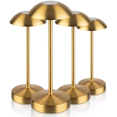 GGM Gastro (4 Stück) Tischleuchte - ALVA - dimmbar in 3 Stufen - Ø 80mm - Gold