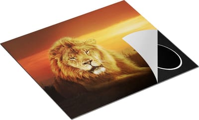 Chefcare Inductie Beschermer Leeuw in de Savanne - Zonsondergang - 60x50 cm - Afdekplaat Inductie - Kookplaat Beschermer - Inductie Mat