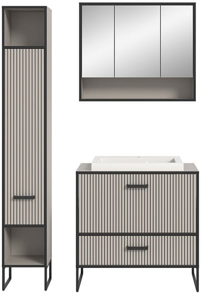 xonox.home 3-delige badkamercombinatie badkamermeubelset Bagno Kasjmir 125x192x48 cm