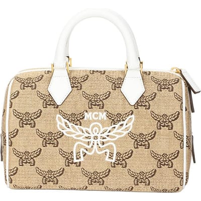 MCM Ella Dubbele Rits Klassieke Print Stof Schouder Tote Bag Dames Tote Bag Beige MWBFSEA04IN Basic Set (Bag+Dust Bag) beige