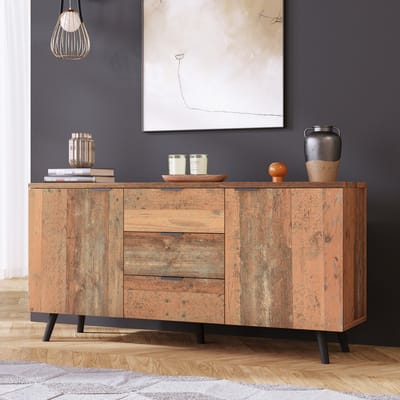 Dressoir - 140 cm - Vintage TV Meubel met 3 Lades - Verstelbare Planken - Bruin