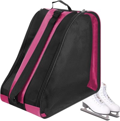 Schaatsen tas - Rolschaatsen opbergtas - Schoenen vervoeren - Ademend drielaags design - 40 cm lengte - Felroze