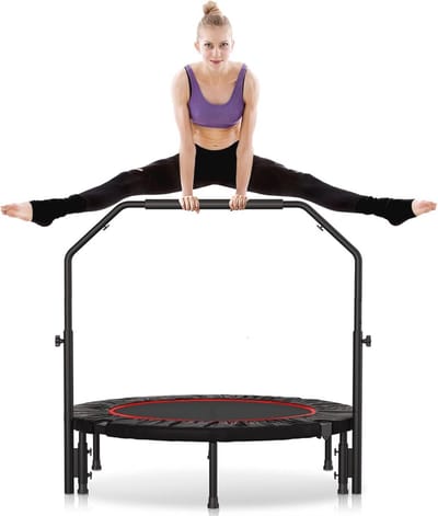 Mini Trampoline voor Volwassenen - 450 lbs Fitness Rebounder met Verstelbare Handgrepen voor Binnen en Buiten