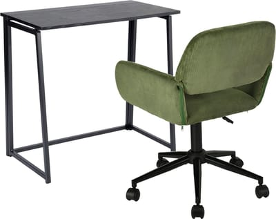 Bureau - Inklapbaar Bureau met Verstelbare Bureaustoel Set - Zwart