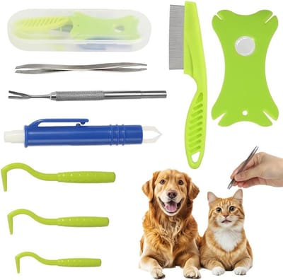 9-delige Tekenpincet Set met Pincet Etui voor Mannen en Honden, Ideaal voor Tekeningen en Extractie, Geschikt voor Kinderen en Huisdieren