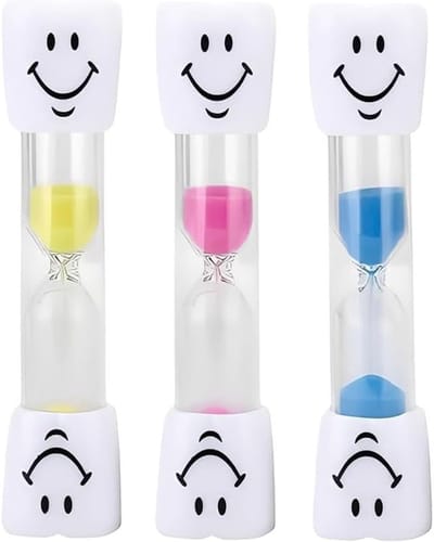 Set van 3 Kinder Zandlopers - 3 Minuten Timer voor Tandenpoetsen, Educatief Speelgoed en Dagelijks Gebruik in Blauw, Roze en Geel