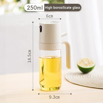 Oliespuitfles 250 ml hoog borosilicaatglas bakoliedispensers olijfoliespuit meneer voor luchtfriteuse salade bakken beige
