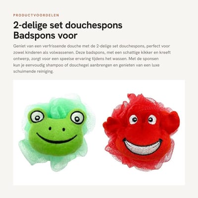 Dailygoods- Douchespons 2-delige set - Badspons - Wasspons - Massagespons - Douchebol - Handwas alleen