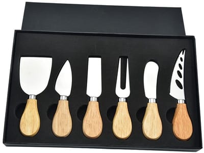 Dailygoods- Kaasmessen Set van 6 - RVS Kaassnijder - Ergonomisch Handvat - Lichtgewicht - Ruimtebesparend - Perfect voor Feestbakken - Kaassnijset
