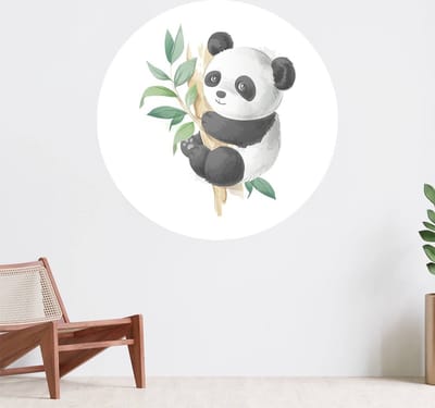 Muurcirkel zelfklevend behang - Panda - Wanddecoratie - 080cm behangcirkel - Ronde sticker voor aan de muur - Behangsticker verkrijgbaar in verschillende formaten