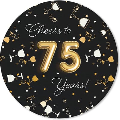 Muismat rond 20x20 cm - Mousepad Verjaardag - 75 Jaar - Confetti - Ronde muismatten